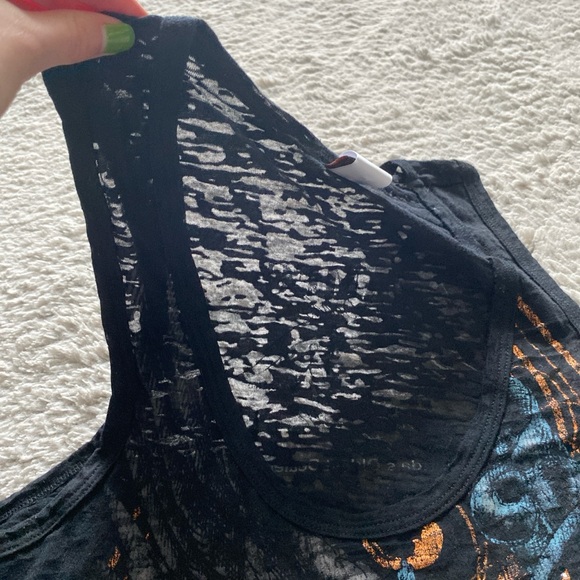 Black Harley Davidson tank top with orange and blue design - Picture 4 of 6